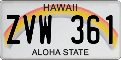 HI license plate ZVW361