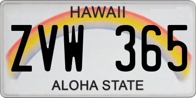 HI license plate ZVW365