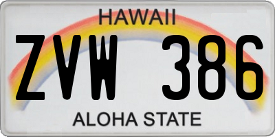 HI license plate ZVW386