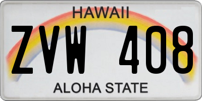 HI license plate ZVW408