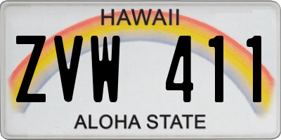 HI license plate ZVW411