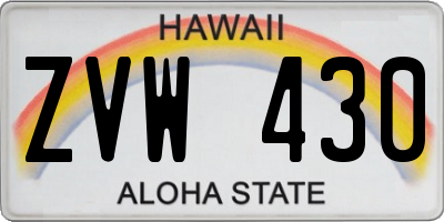 HI license plate ZVW430