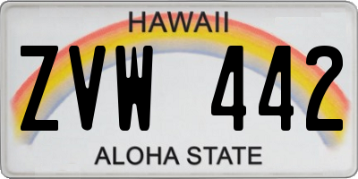 HI license plate ZVW442