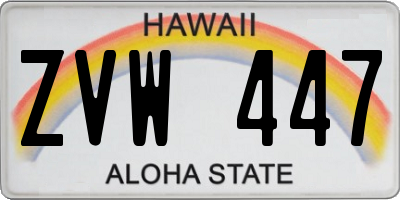 HI license plate ZVW447