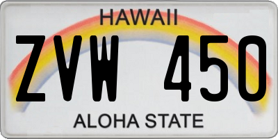 HI license plate ZVW450