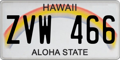 HI license plate ZVW466