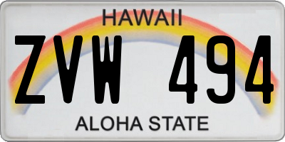 HI license plate ZVW494