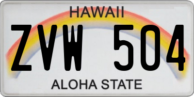 HI license plate ZVW504