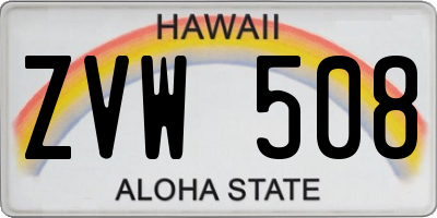 HI license plate ZVW508