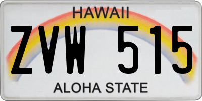 HI license plate ZVW515