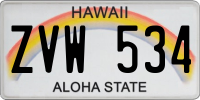 HI license plate ZVW534