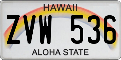 HI license plate ZVW536