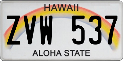 HI license plate ZVW537