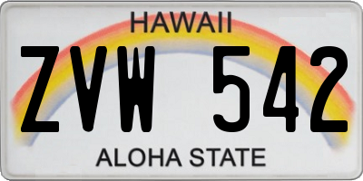 HI license plate ZVW542