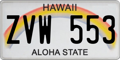 HI license plate ZVW553