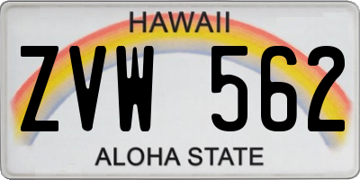 HI license plate ZVW562