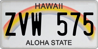 HI license plate ZVW575