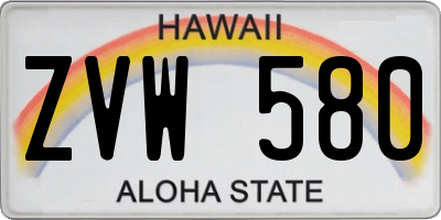 HI license plate ZVW580