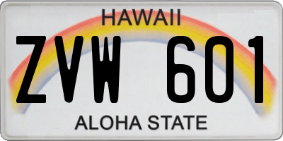 HI license plate ZVW601