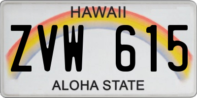 HI license plate ZVW615