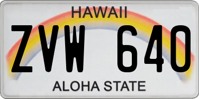 HI license plate ZVW640