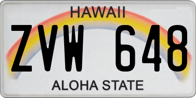 HI license plate ZVW648