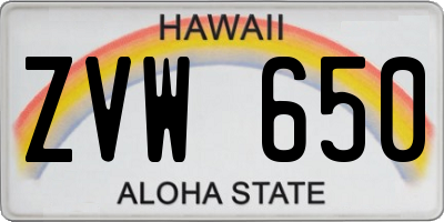 HI license plate ZVW650