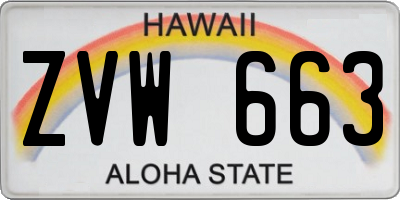 HI license plate ZVW663