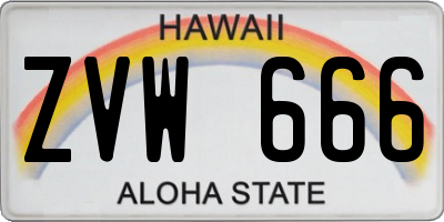 HI license plate ZVW666