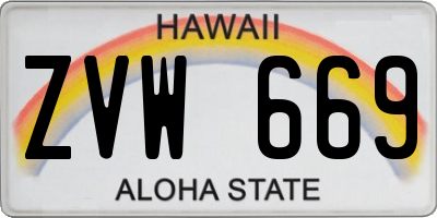 HI license plate ZVW669