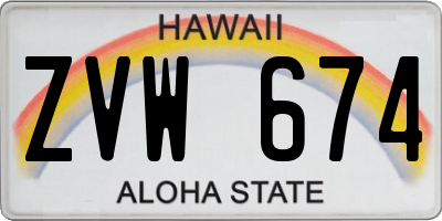 HI license plate ZVW674