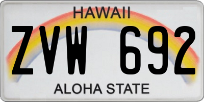 HI license plate ZVW692