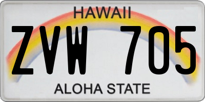 HI license plate ZVW705