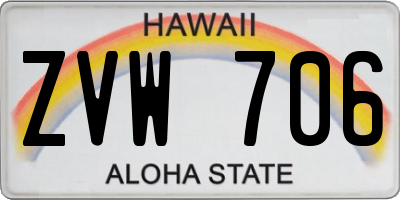 HI license plate ZVW706