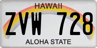 HI license plate ZVW728