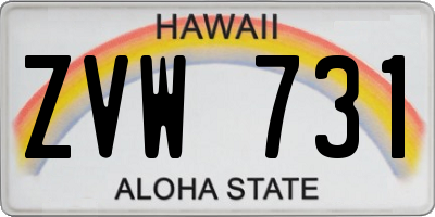 HI license plate ZVW731