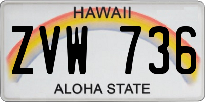 HI license plate ZVW736