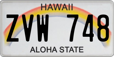 HI license plate ZVW748