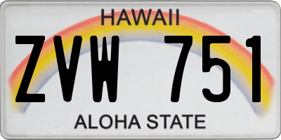 HI license plate ZVW751