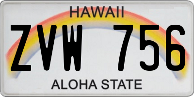 HI license plate ZVW756