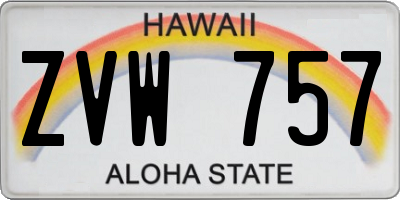 HI license plate ZVW757