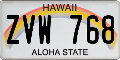 HI license plate ZVW768