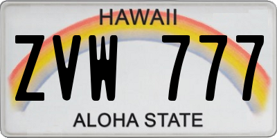 HI license plate ZVW777
