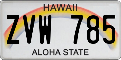 HI license plate ZVW785