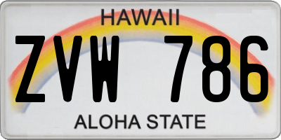 HI license plate ZVW786