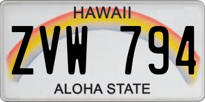HI license plate ZVW794