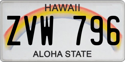 HI license plate ZVW796
