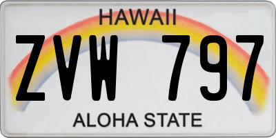 HI license plate ZVW797