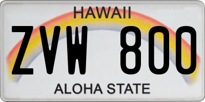 HI license plate ZVW800