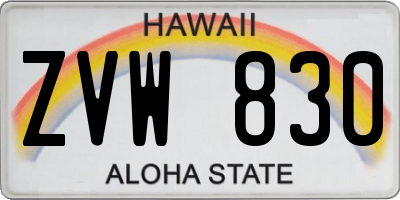 HI license plate ZVW830